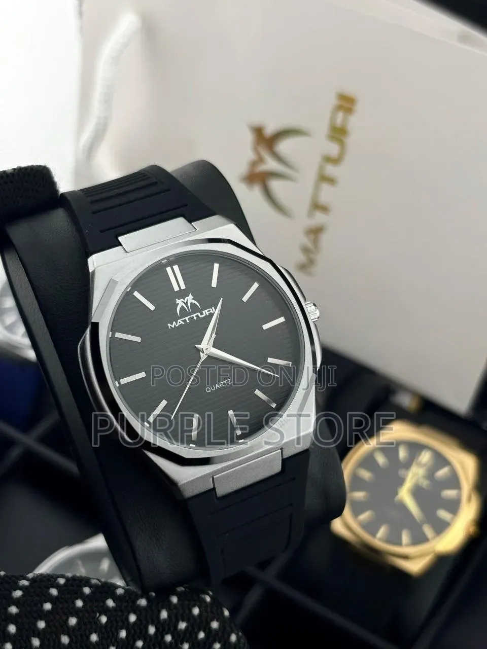 Matturi Rubber Strap Quality Watches Well Packaged Box and Bag