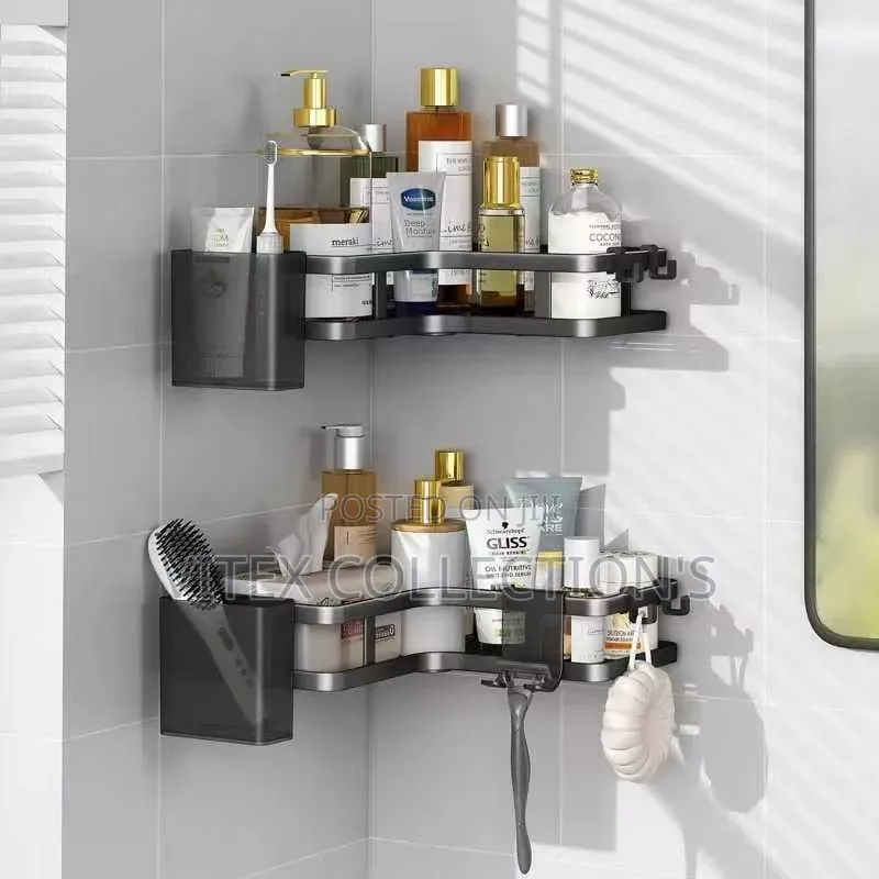 2in1 Corner Shower Caddy Toilet and Bathroom Organizer