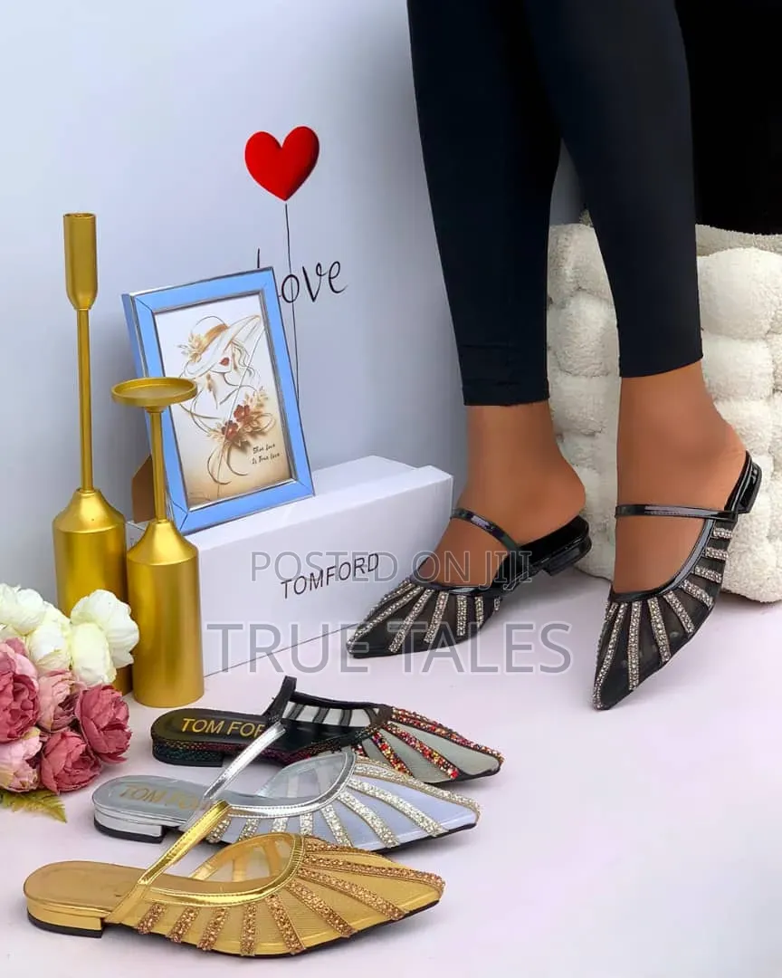 Fully Embellished Cute Half Shoes Flat Slippers Sizes 37 to 43 #Iys