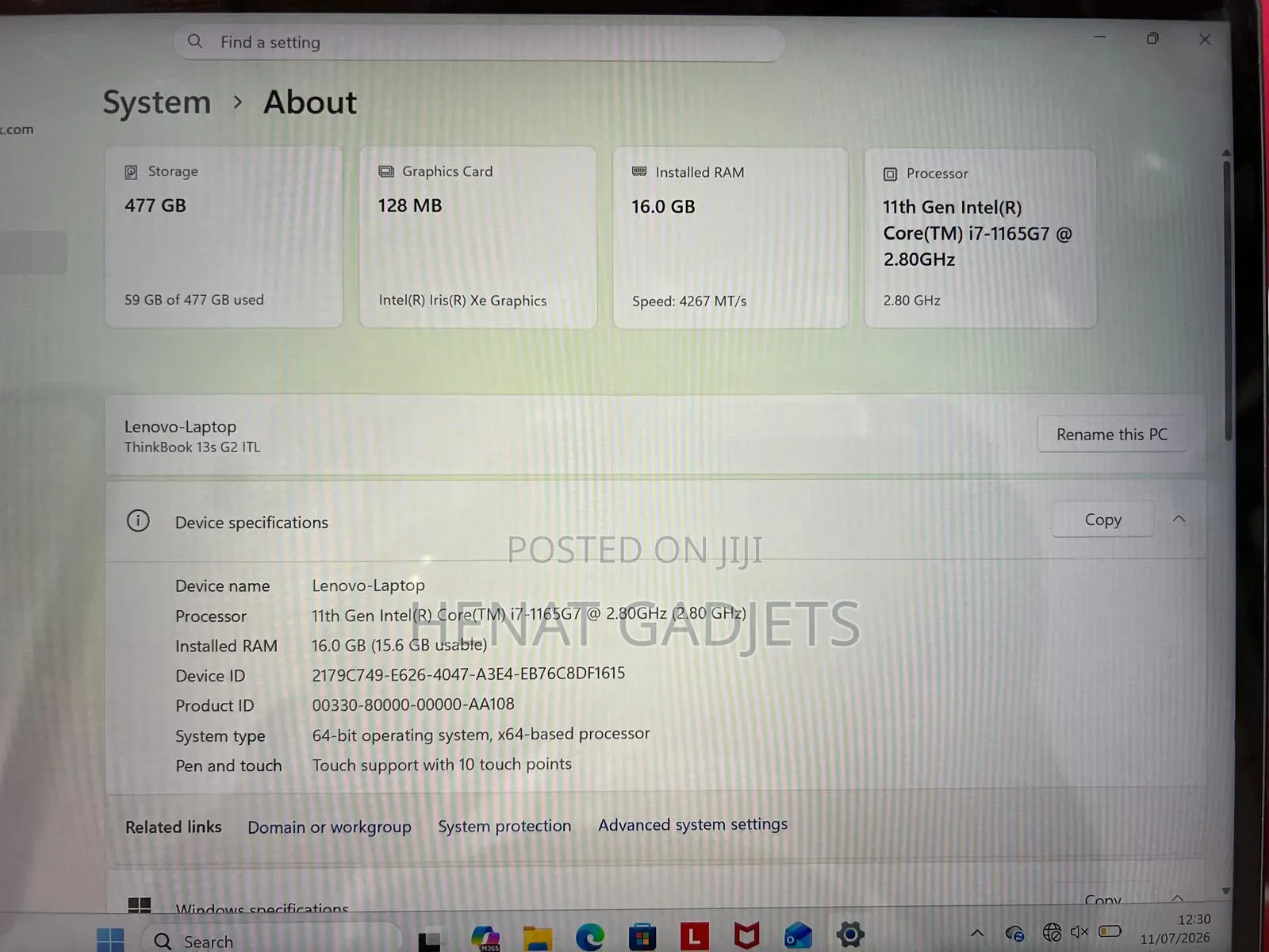 Laptop Lenovo ThinkBook 13s Gen 2 16GB Intel Core i7 SSD 512GB