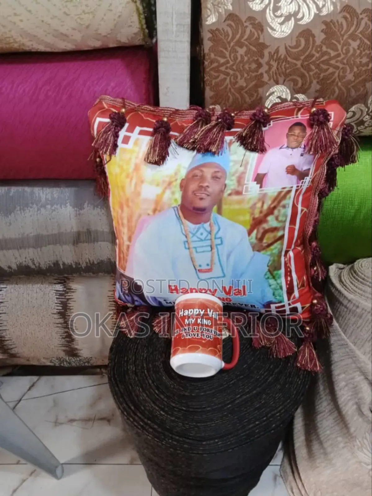 Mug Cup and Image Throw Pillow for a Gift