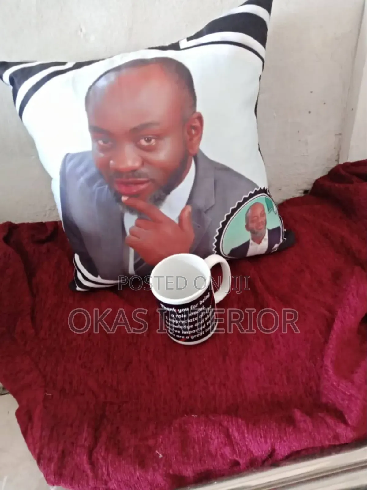 Mug Cup and Image Throw Pillow for a Gift