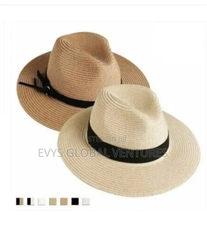 Cream and Brown Color Men's Fedora Straw Hat
