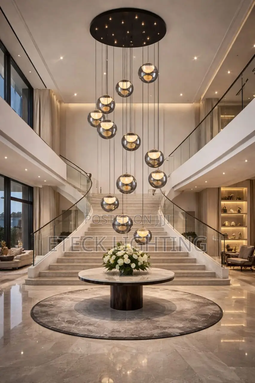 Modern Glass Crystal Staircase Duplex Villa Drop Chandelier