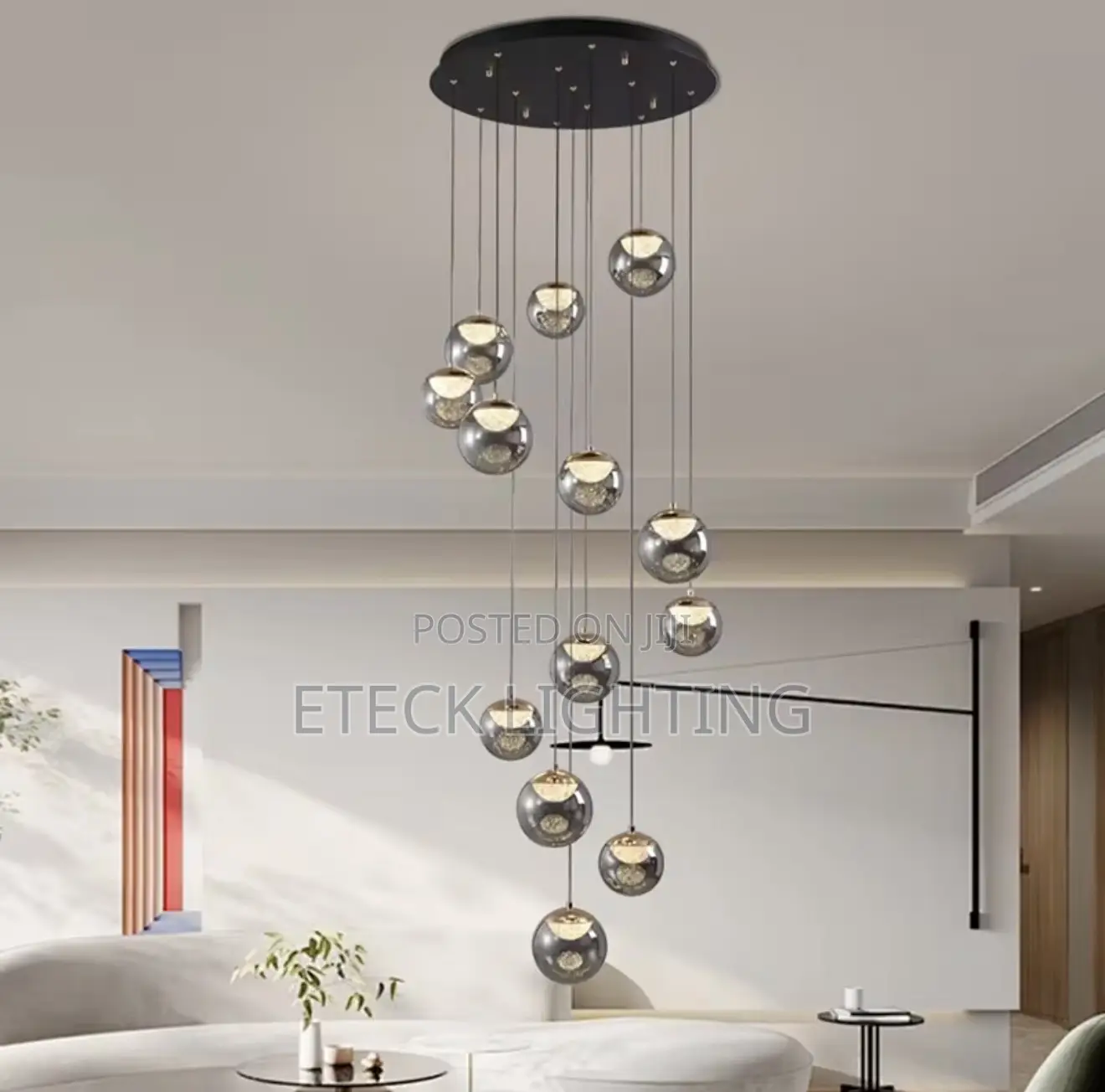 Modern Glass Crystal Staircase Duplex Villa Drop Chandelier