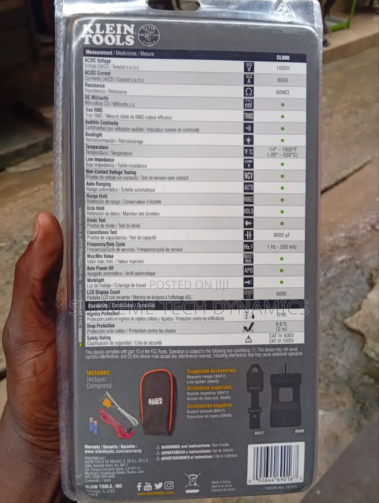 Klein Tools Cl800 600a Ac/Dc True RMS Digital Clamp Meter