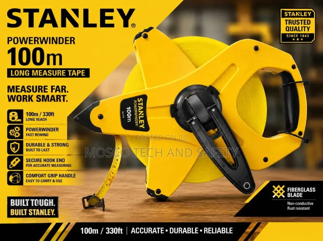 Stanley Powerwinder 100m Fiberglass Tape Measure