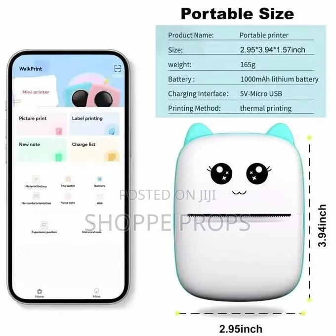 Mini Pocket Printer Thermal Printing Machine Wireless Bt Connection