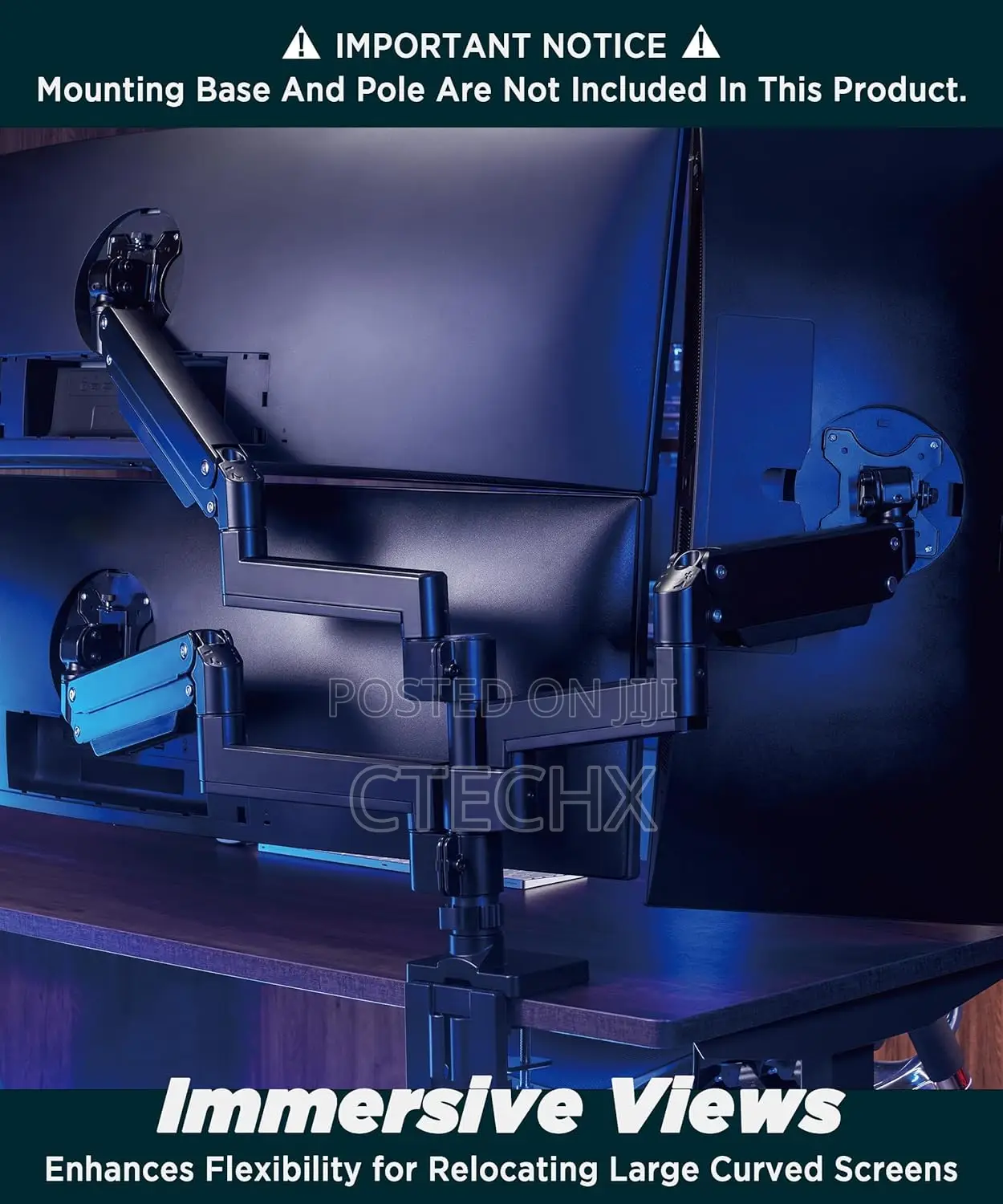 Heavy Duty Extension Arm Dual 49" Vertical Stacked Monitor Mount
