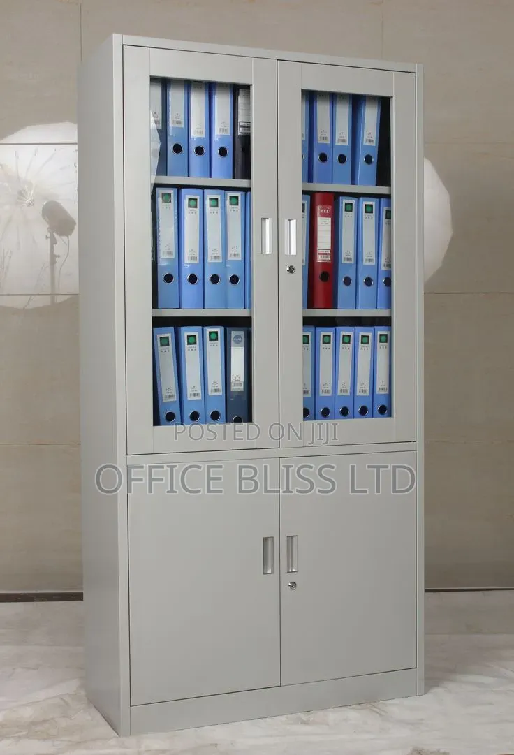 Half Glass Metal Display Cabinet Bookshelf