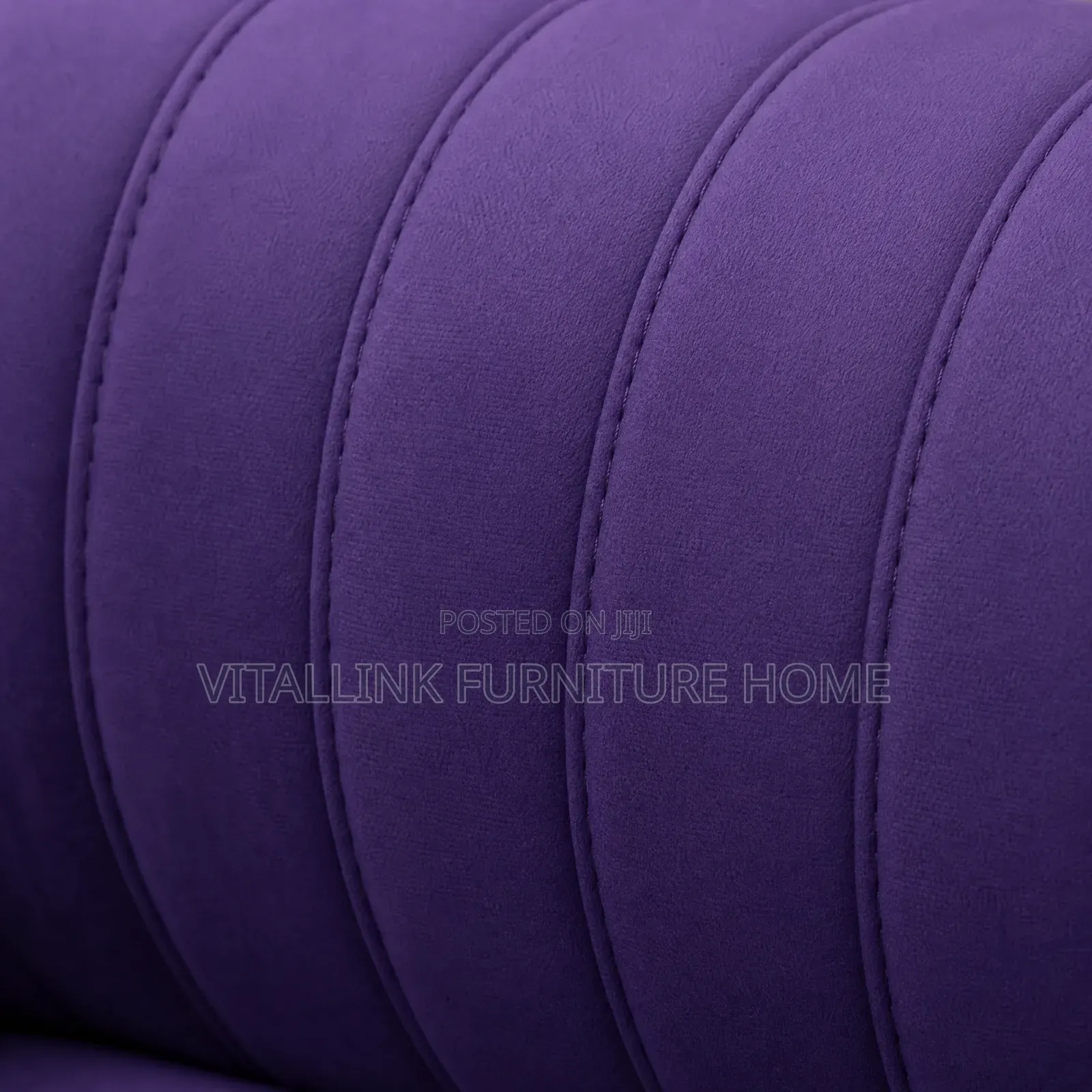 Luxury Purple Velvet Sofa With Gold Accents Tufted Back