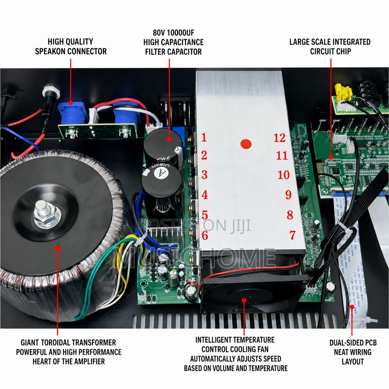 High Fidelity Bluetooth Amplifier 3800w Output for Speakers