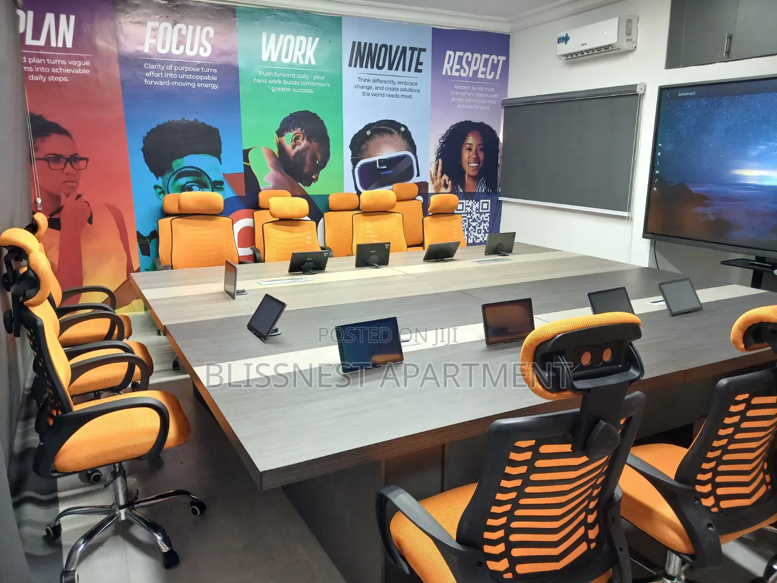 30 Capacity Board Room With Tabs and Smart Electonic Screen