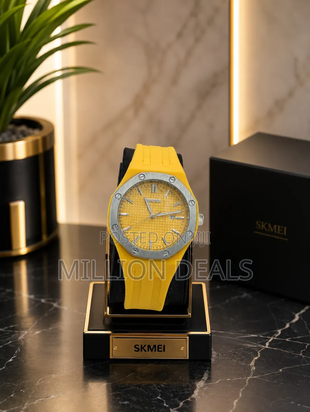 Unique Yellow Strap Men’S Wrist Watch