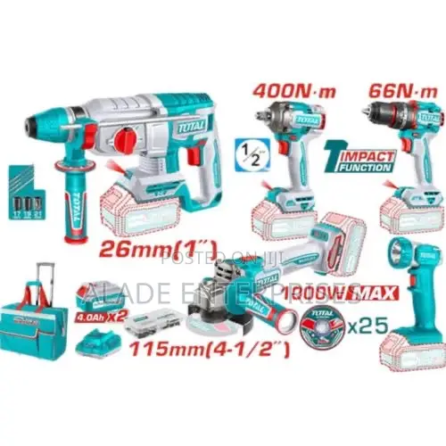 20v Brushless Cordless Combo Set – 5 Tools + Batteries + Charger