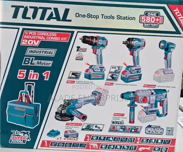 20v Brushless Cordless Combo Set – 5 Tools + Batteries + Charger