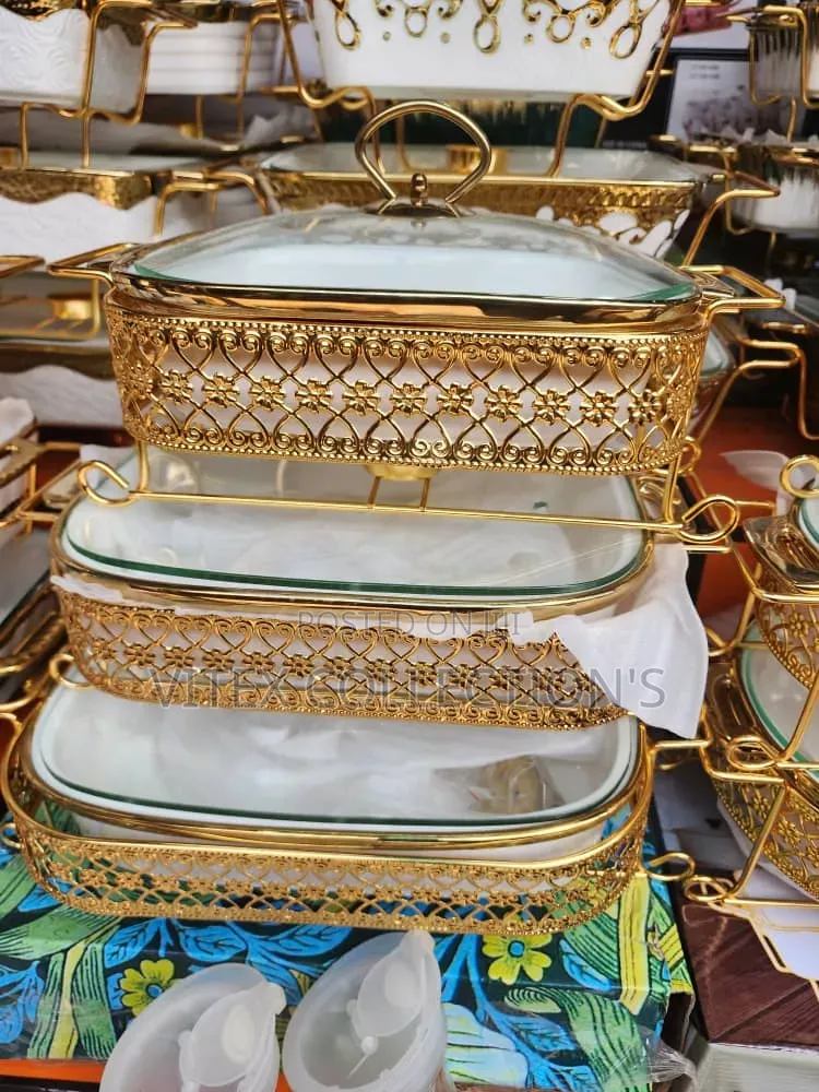 3pcs Set Gold White Chafing Dish Set
