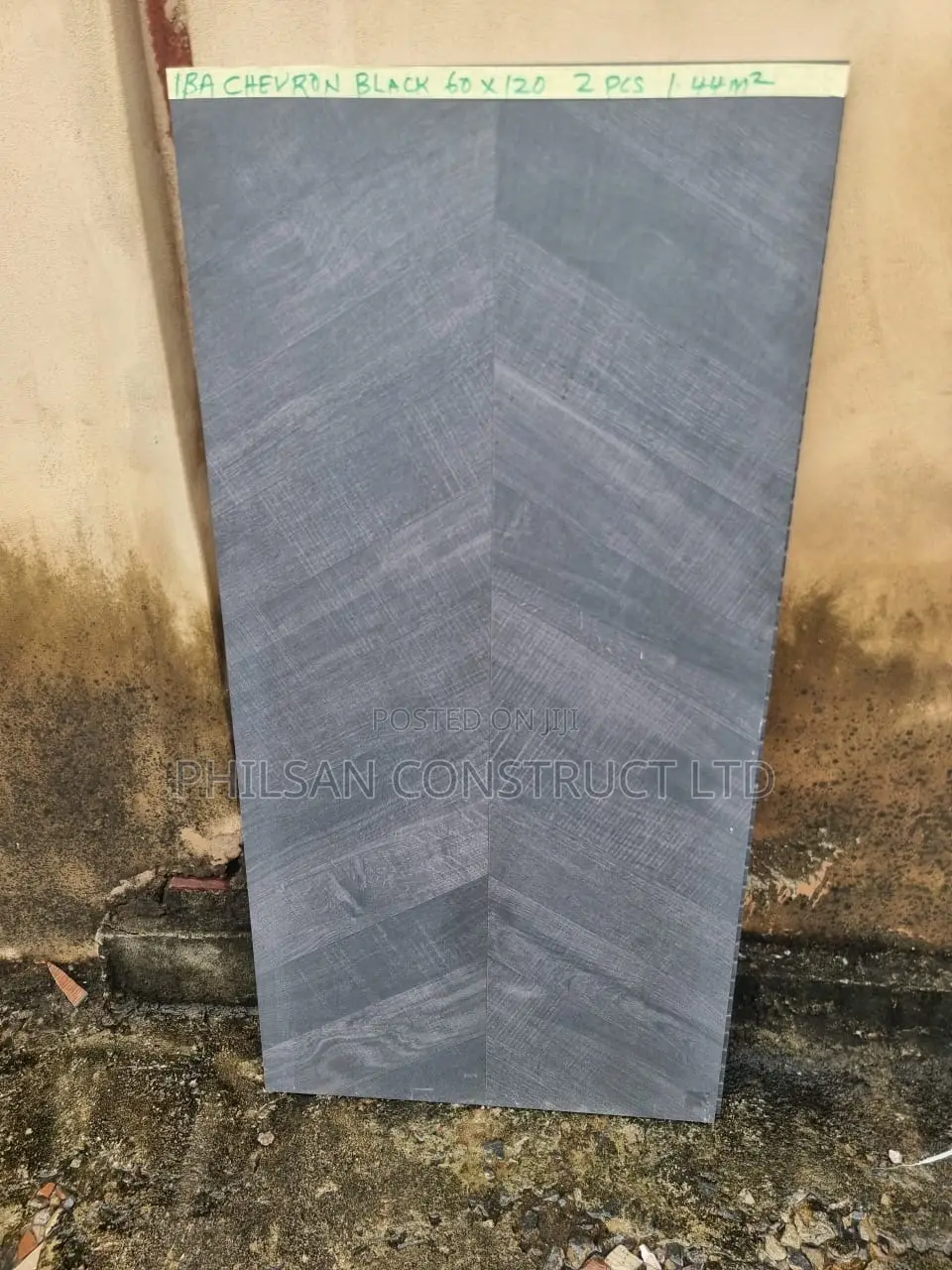 Uxury Iba Chevron Black Tiles 60x120