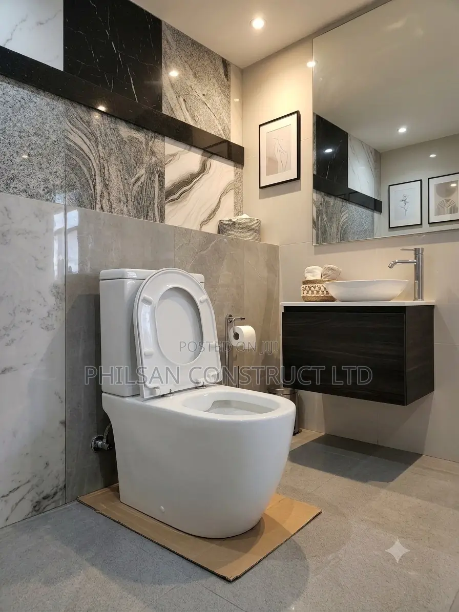 Luxury Rimless Back-to-Wall Water Closet (Complete Toilet Set)