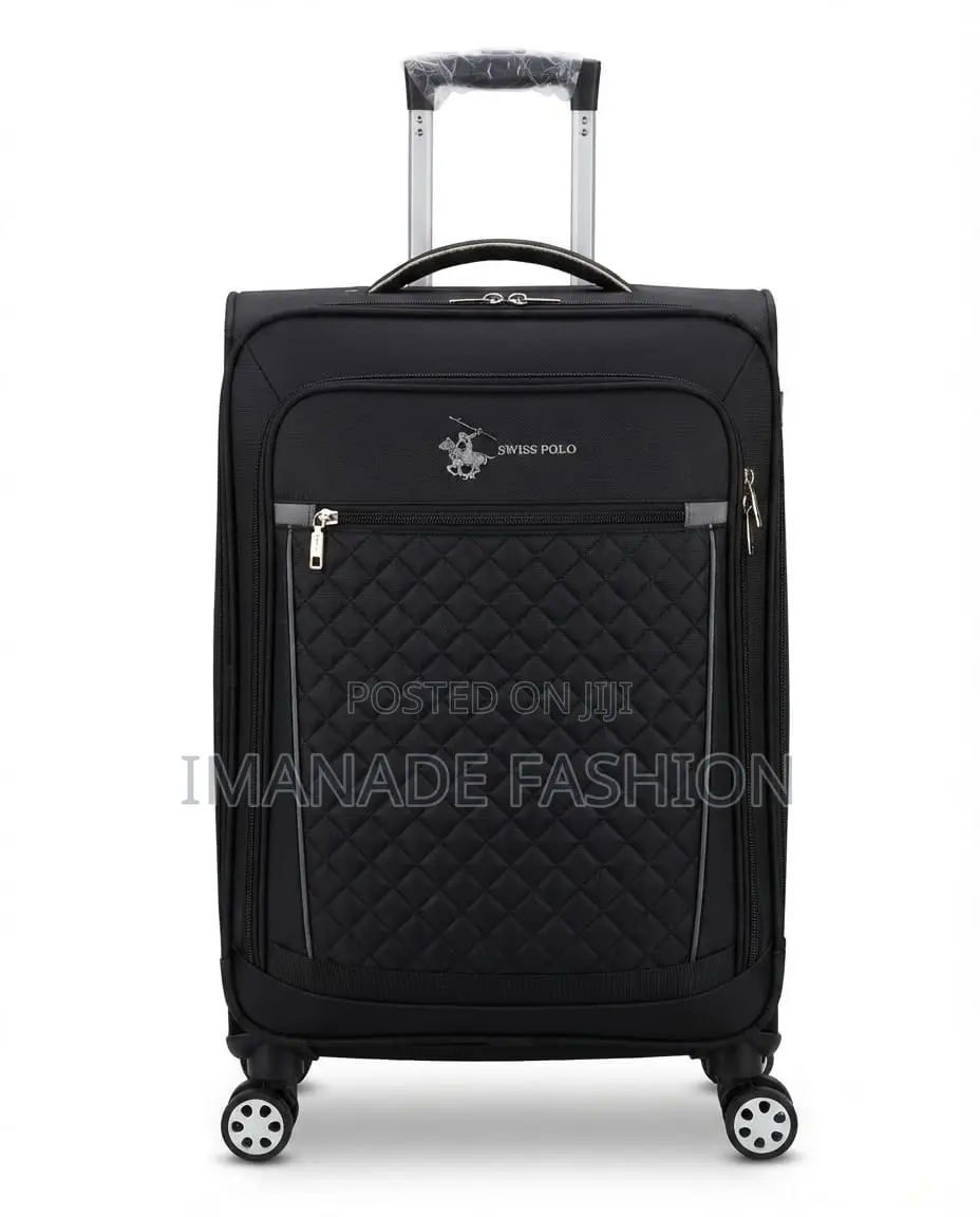 Swiss Polo Soft Shell Trolley Luggage – Black
