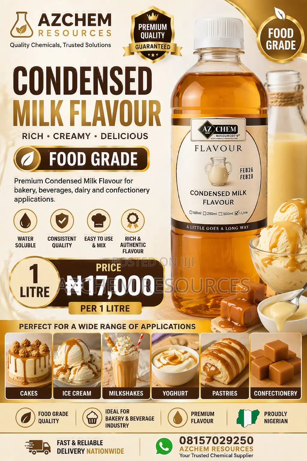 Condensed Milk Flavour (Food Grade) 1 Litre