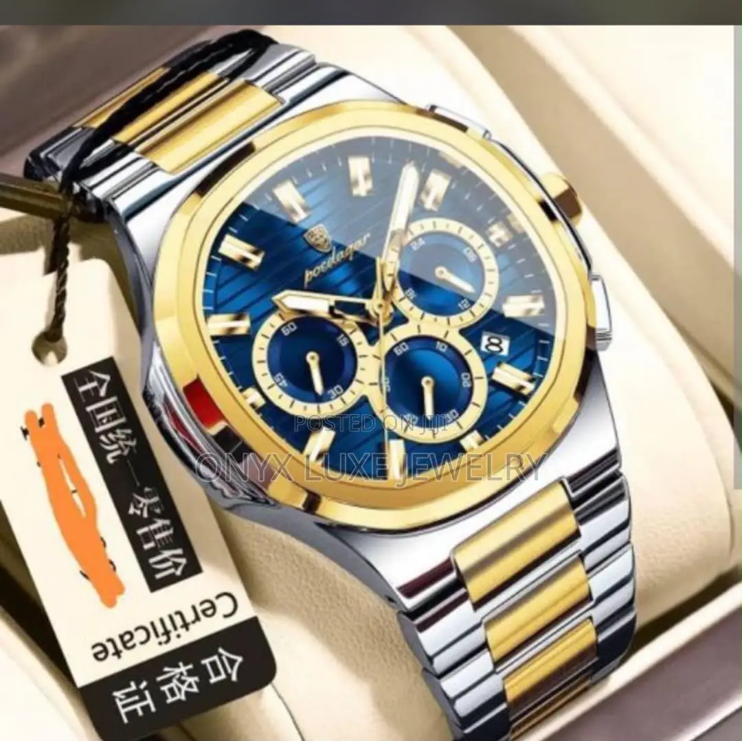 Luxury Poedagar Men’S Two Tone Stainless Steel Analog Wristwatch