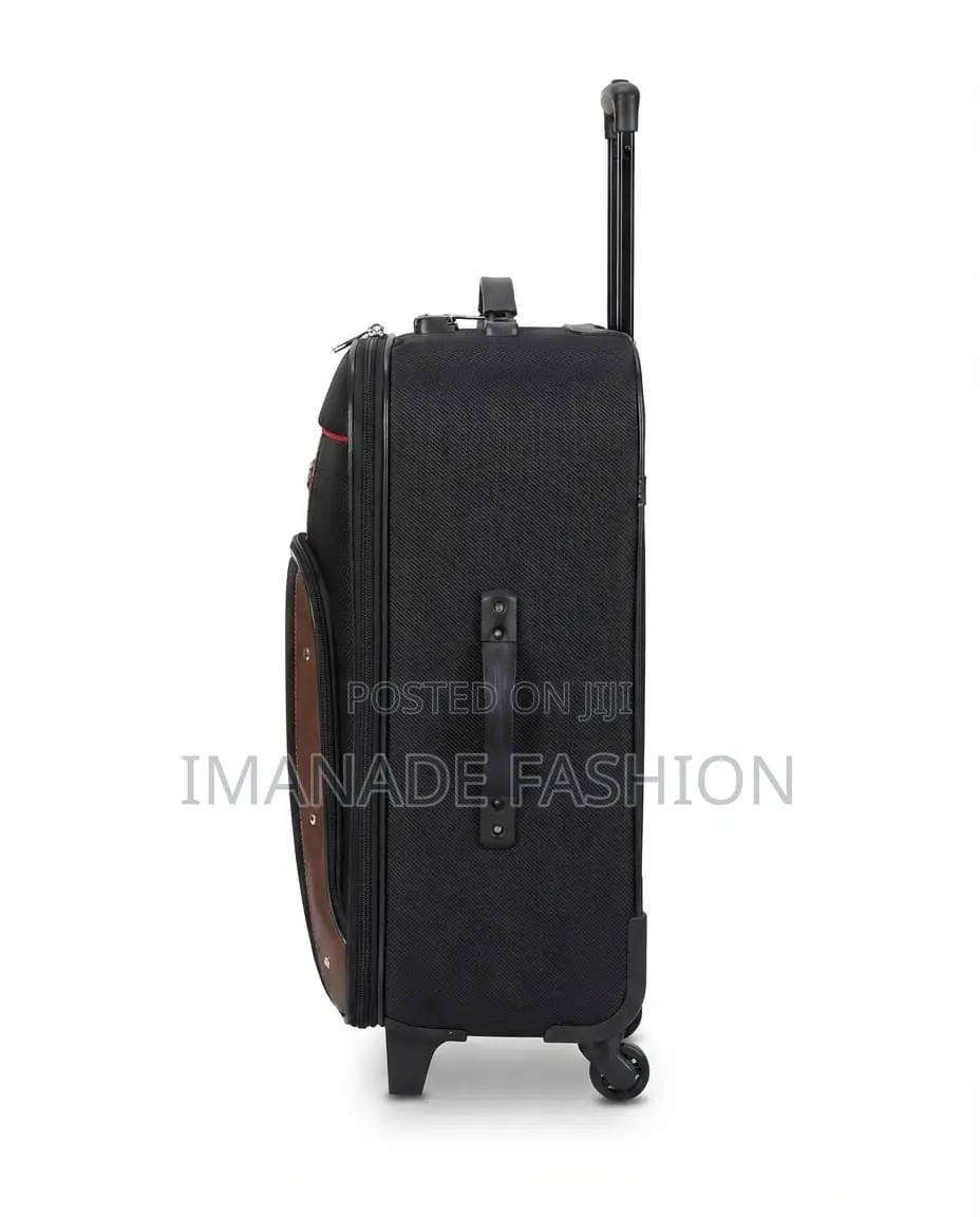 Polyester Trolley Luggage Set – Black Brown (2 Piece)