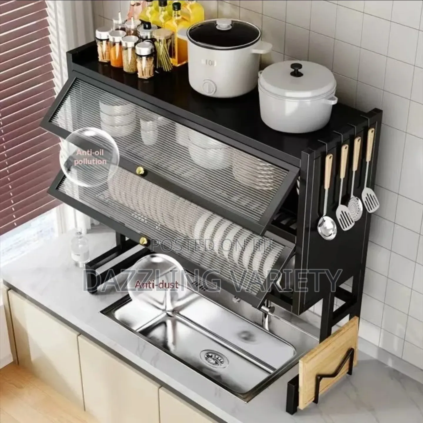 85cm High-Quality Over-the-Sink Dust-Proof Plate Rack - 2 Tiers