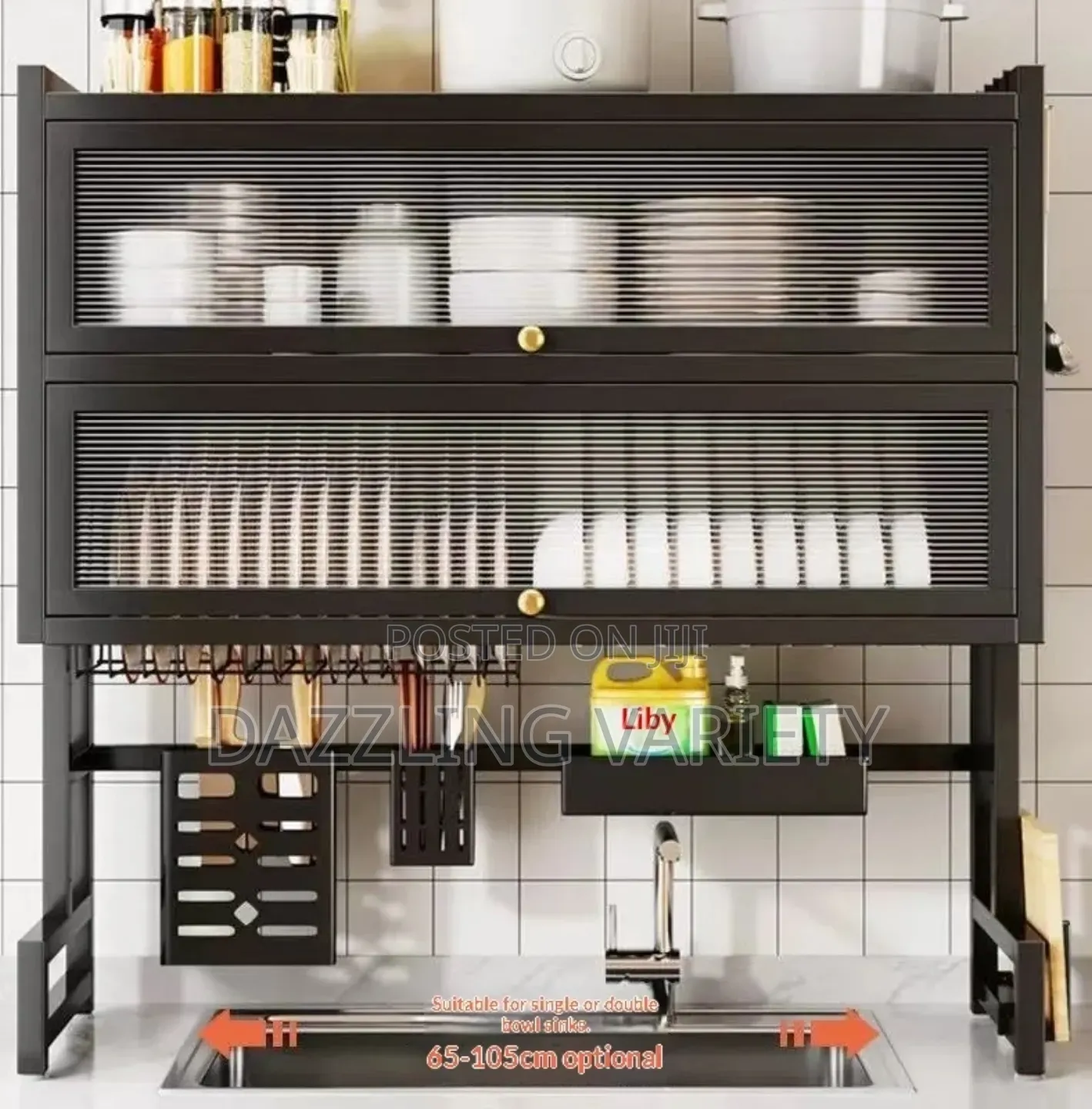 85cm High-Quality Over-the-Sink Dust-Proof Plate Rack - 2 Tiers