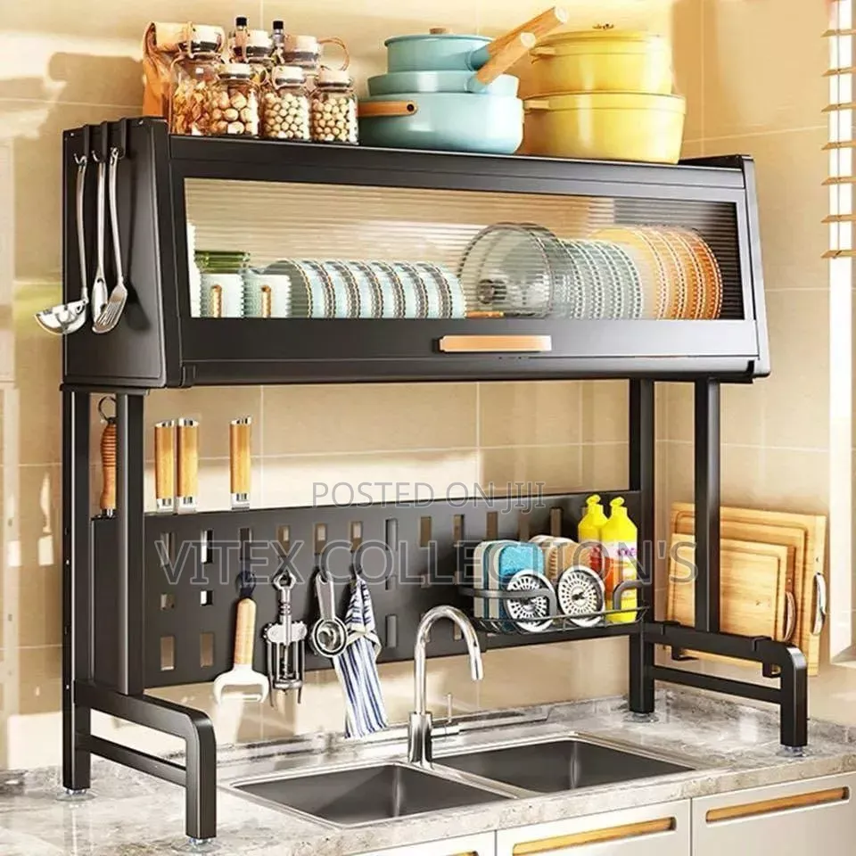 1 Layer Over the Sink Plate Rack With Cover