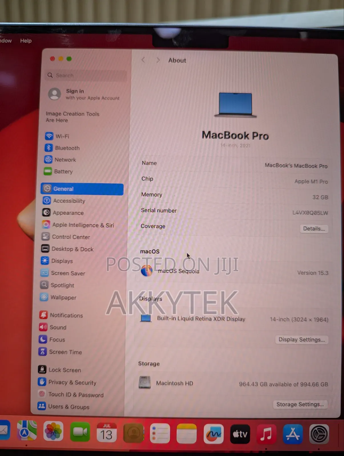 Laptop Apple MacBook Pro 2021 M1 32GB Apple M1 Pro SSD 1T