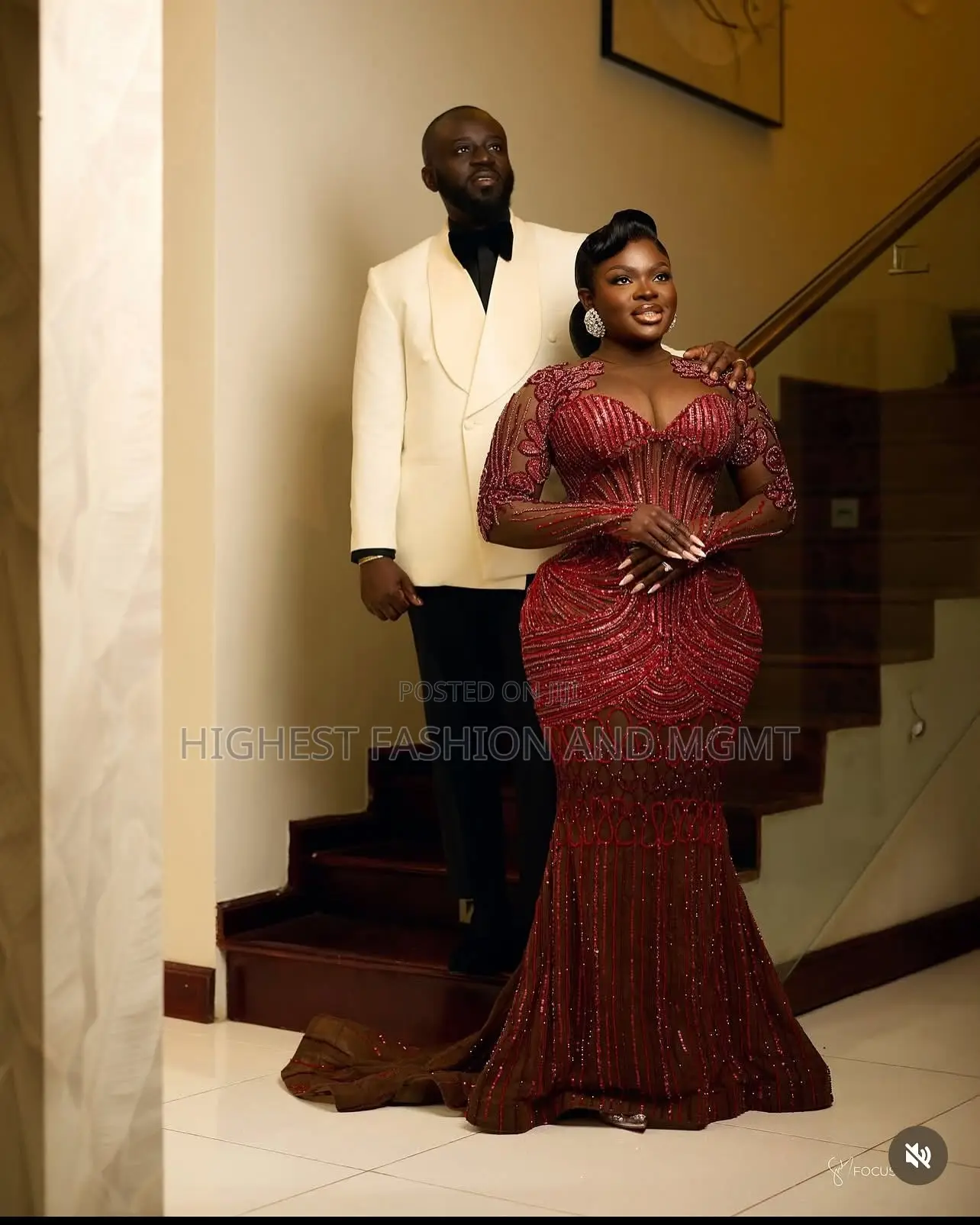 Luxury Crimson Cream Couple Set