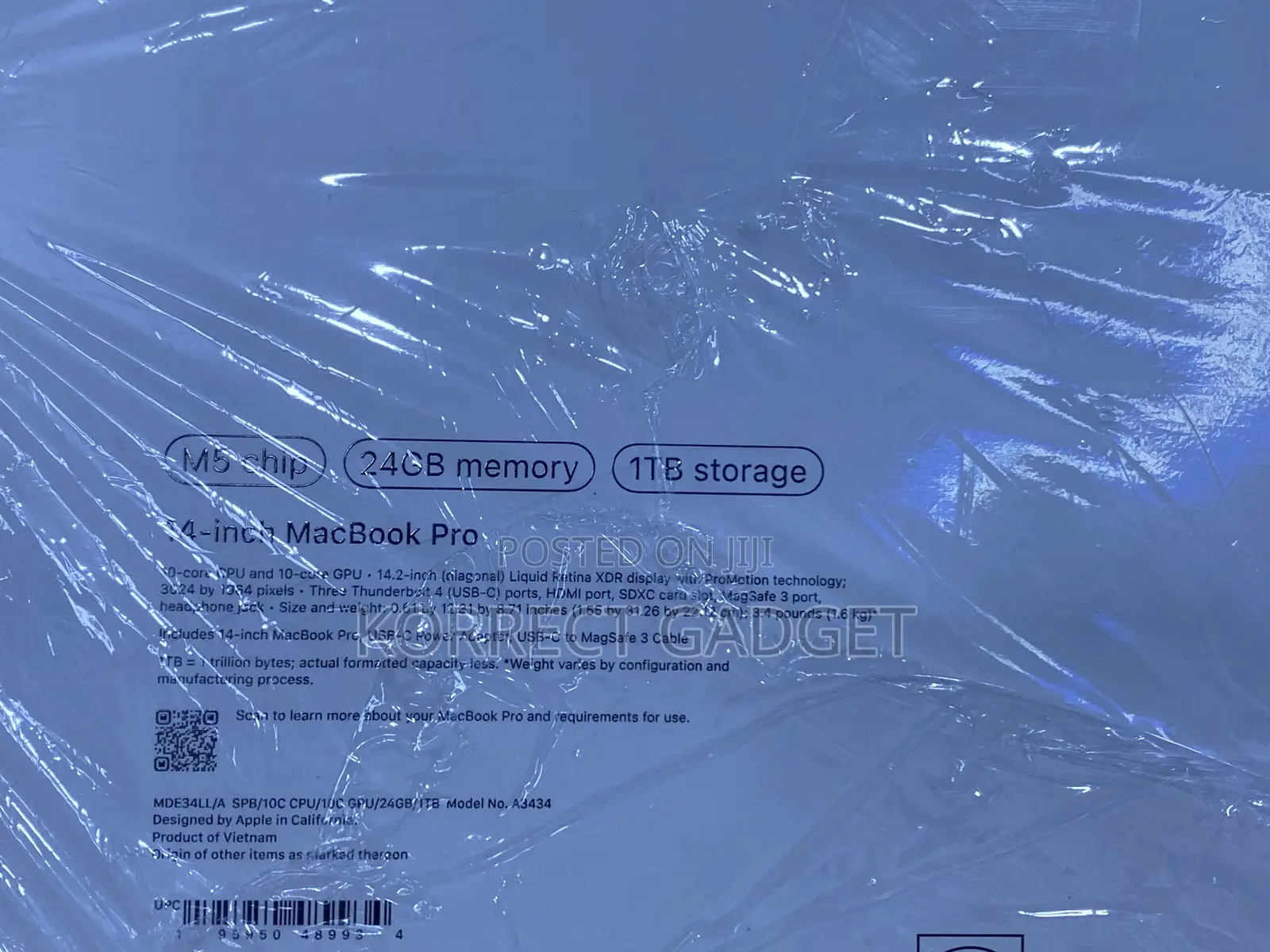 New Laptop Apple MacBook Pro 2025 M5 24GB Apple M5 SSD 1T
