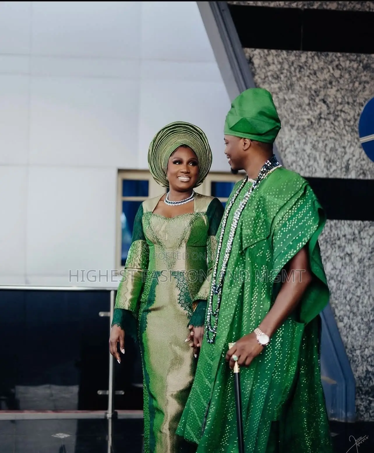 Lace-Paneled Iro and Buba Men’S Embellished Structured Agbada