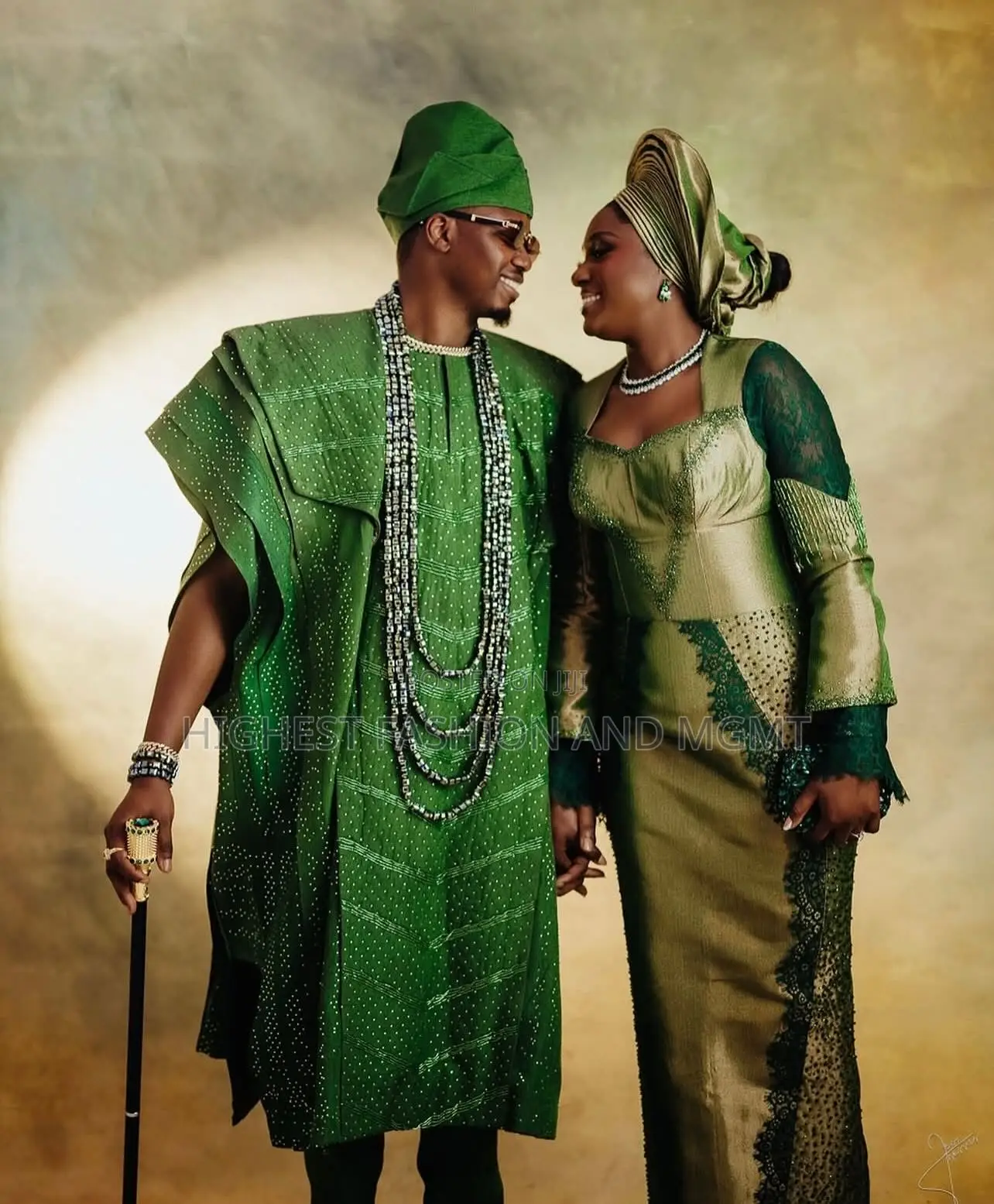 Lace-Paneled Iro and Buba Men’S Embellished Structured Agbada