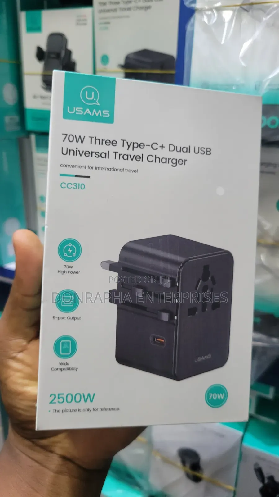70w Three Type C + Dual Usb Universal Travel Charger