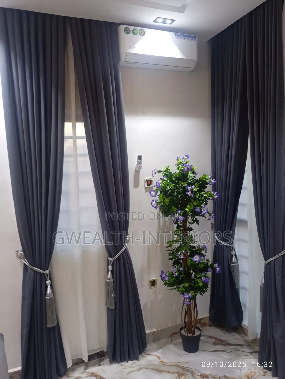 Grey Turkish Curtains With Complete Accessories