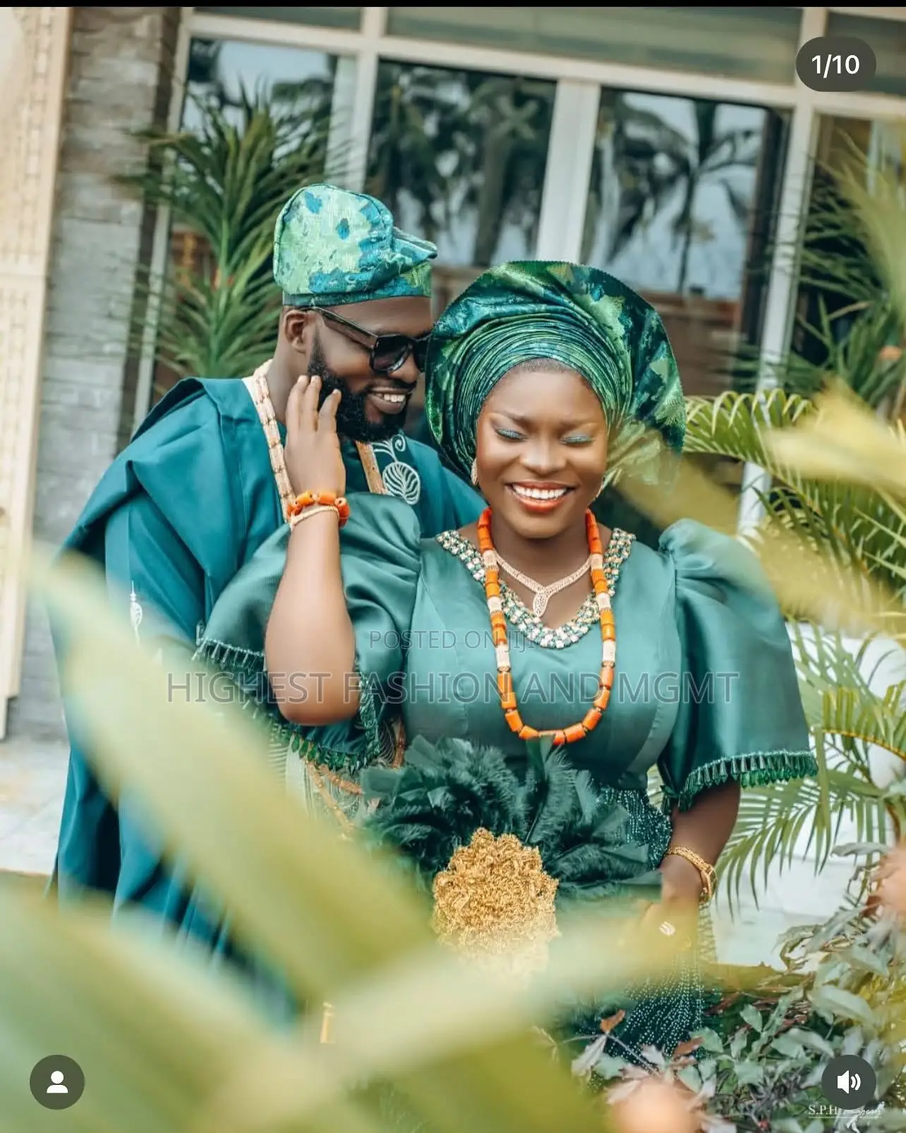 Satin Beaded Emerald Iro and Buba Men’S Embellished Emerald Agbada