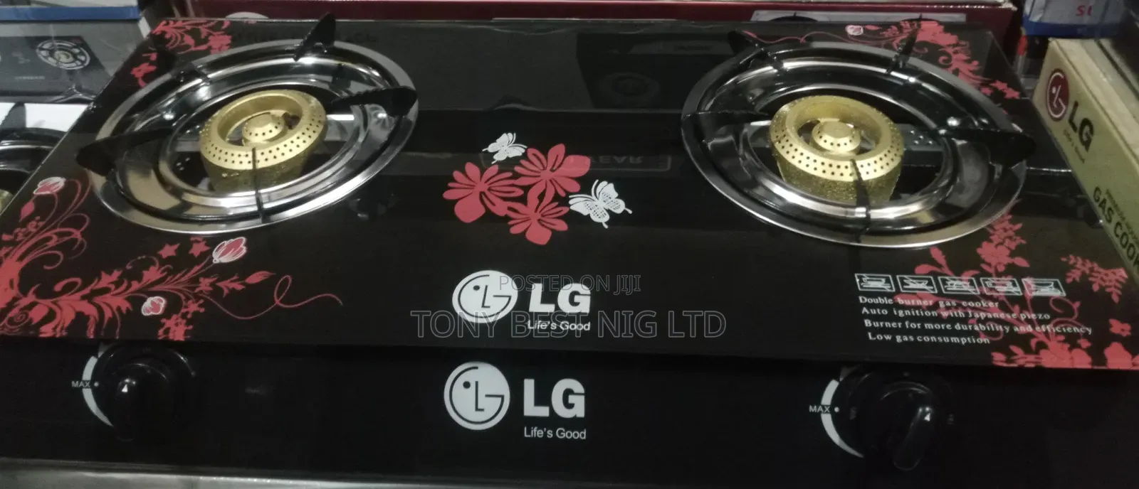 Lg Two Burner Glass Table Gas Cooker