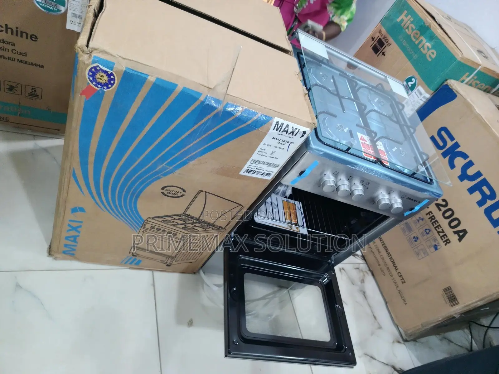 Maxi Household 4 Burner Gas Cooker With Oven Inox