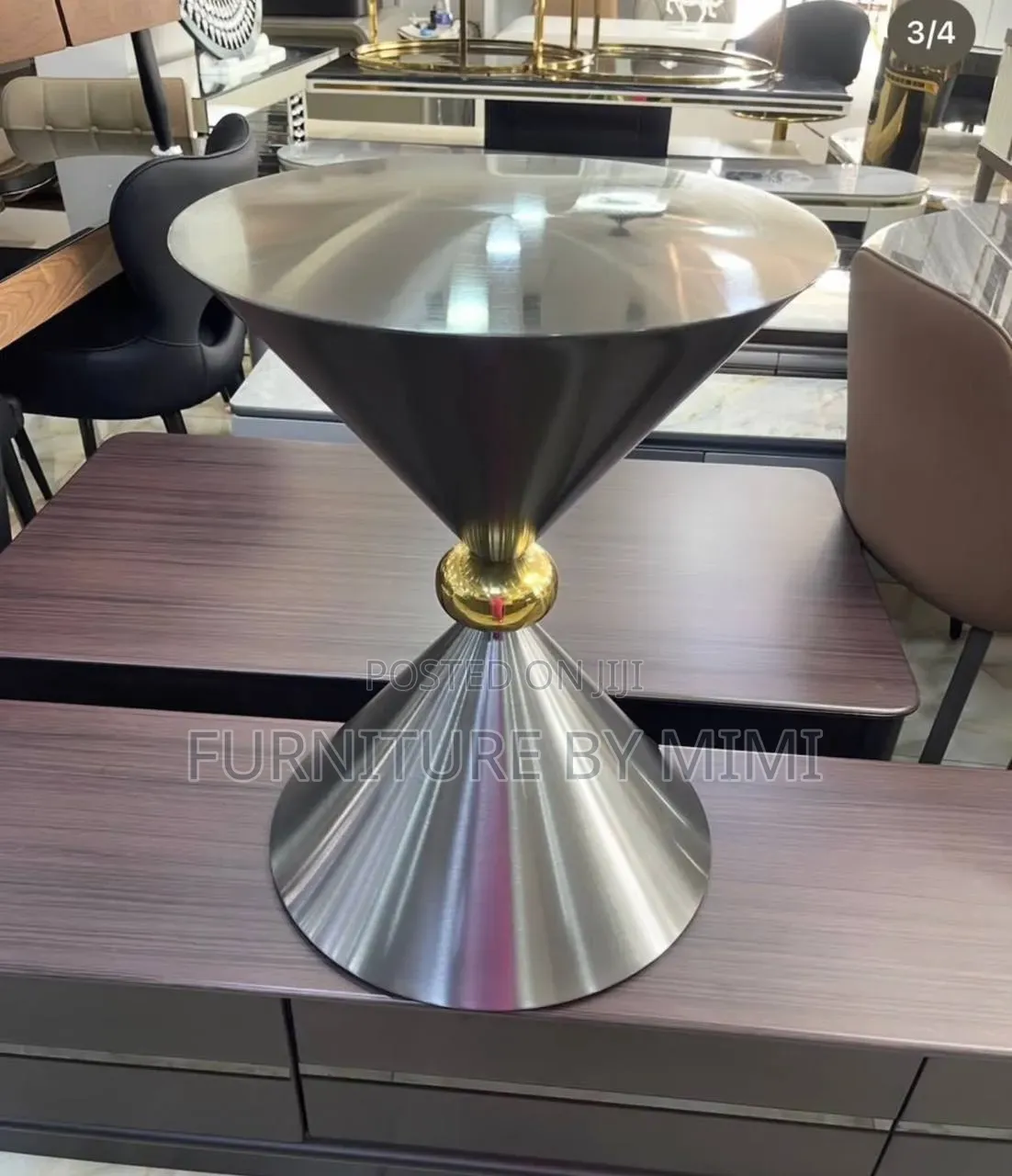 Luxury Gold Metal Hourglass Side Stool / End Table