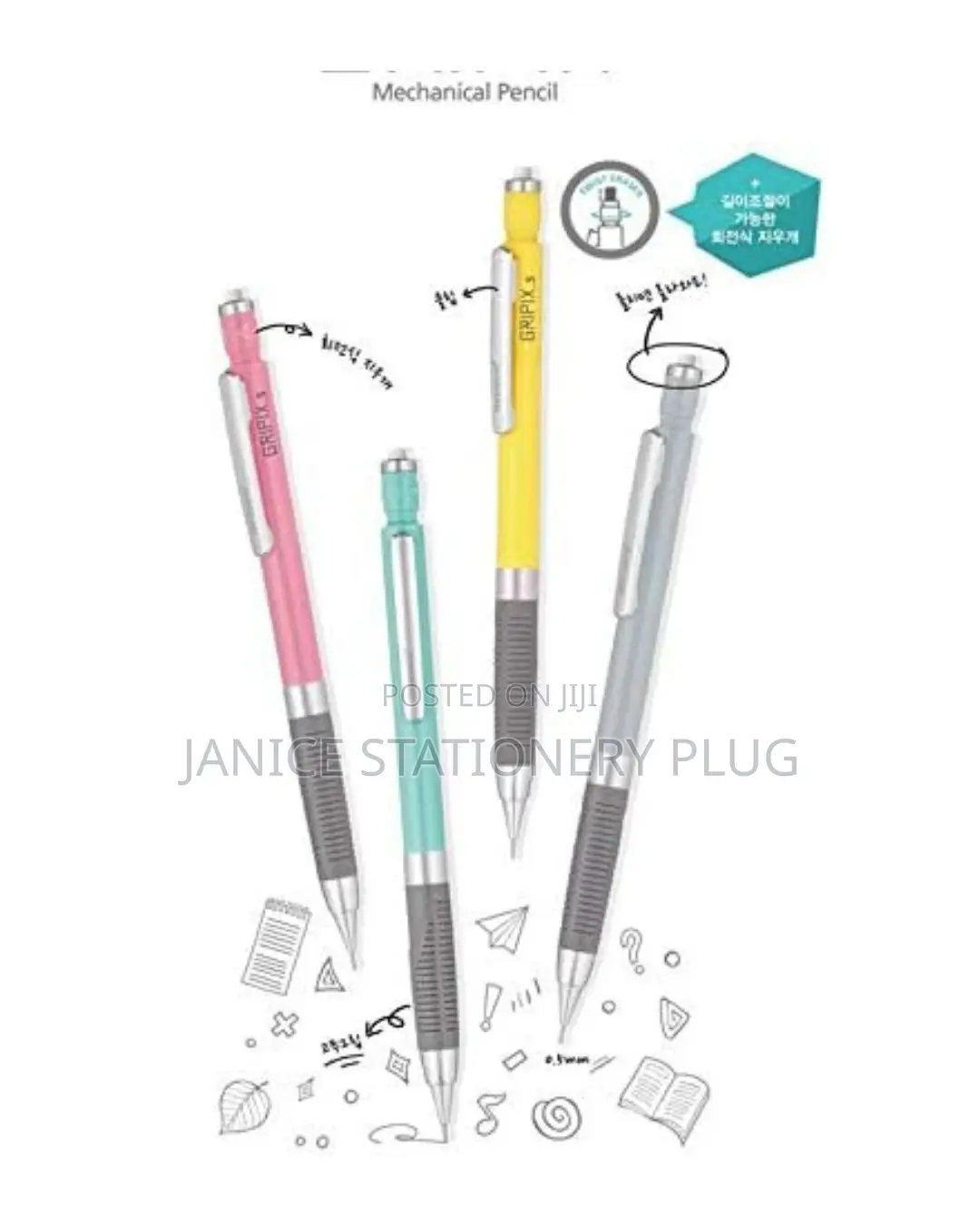 1 Pink Monami Mechanical Pencil 0.5mm Gripix