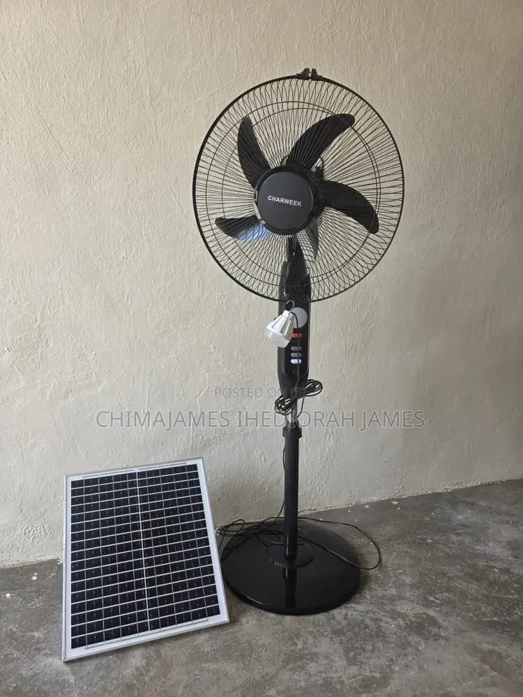 Rechargeable Solar Powered Stand Fan 16 18 Inch With Remote/Button