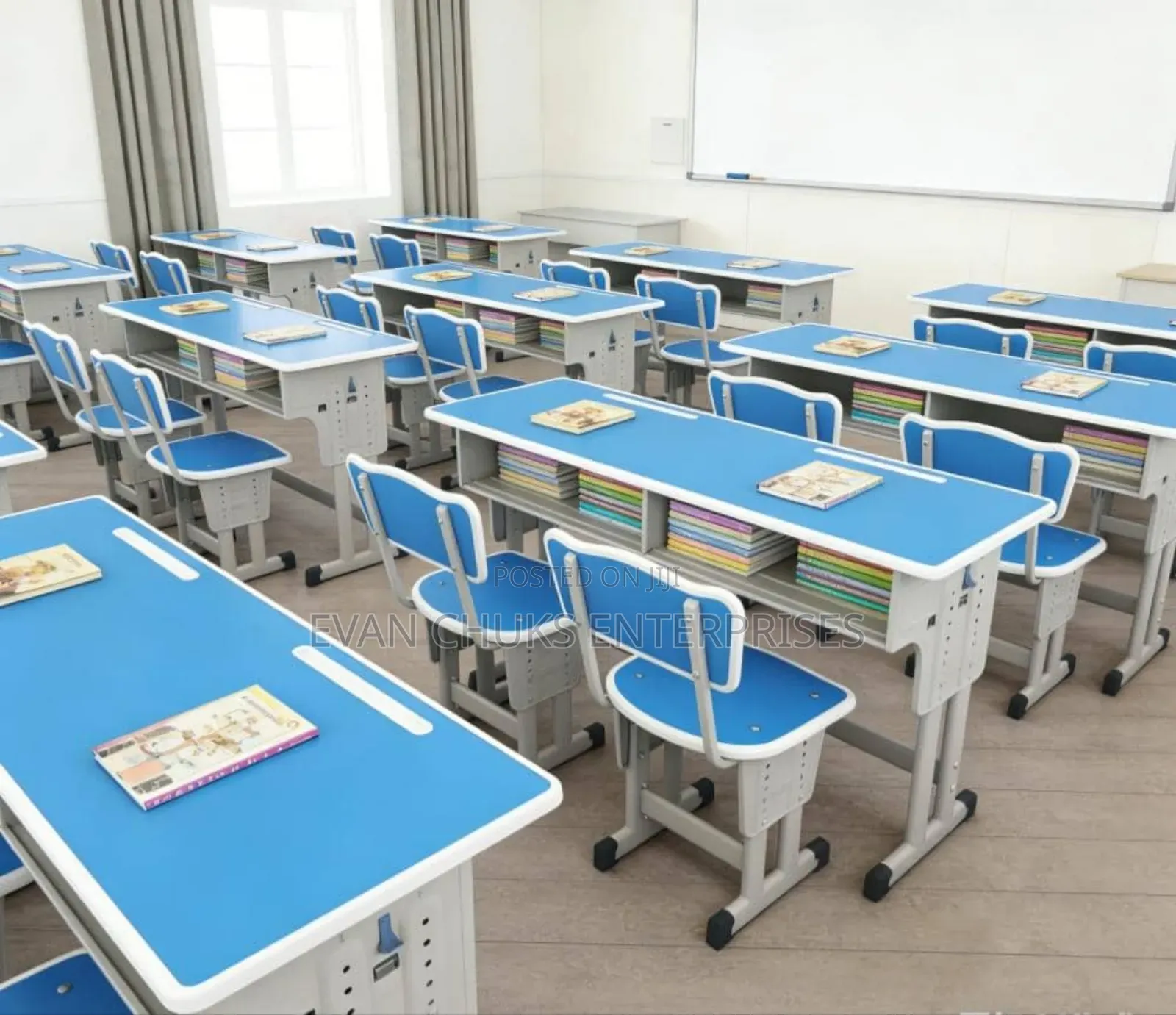 Double Student Reading Table and Chairs