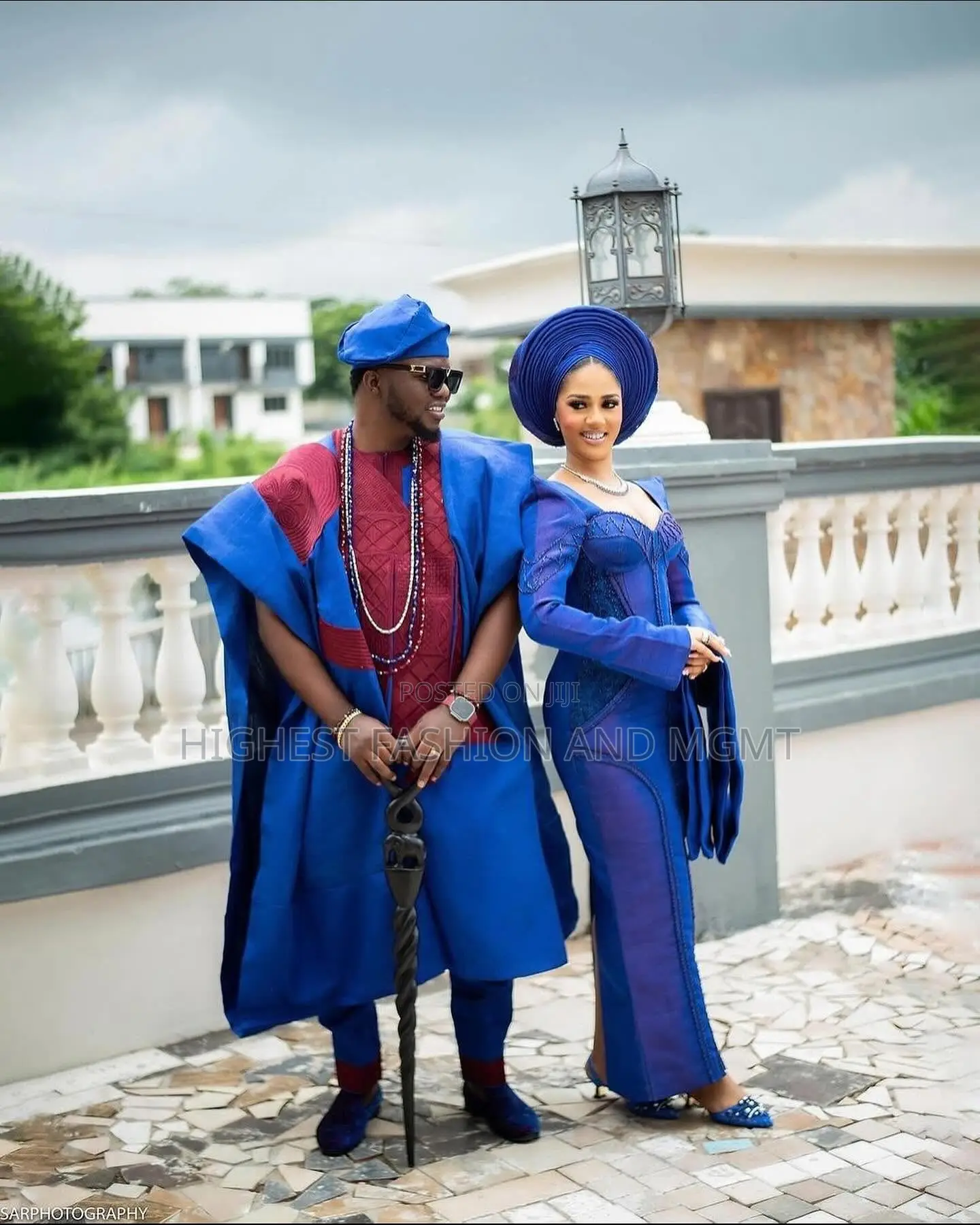 Deep Burgundy Agbada Ensemble Tailored Cobalt Structured Gown