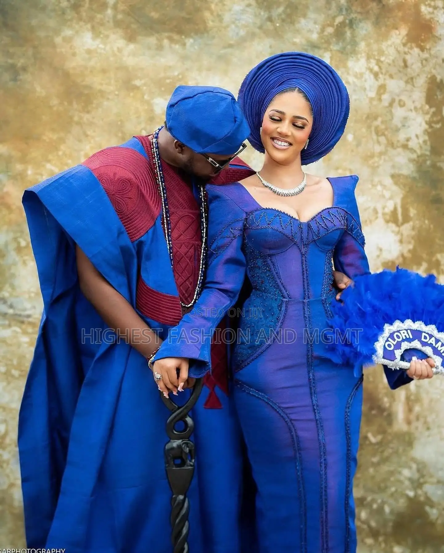 Deep Burgundy Agbada Ensemble Tailored Cobalt Structured Gown