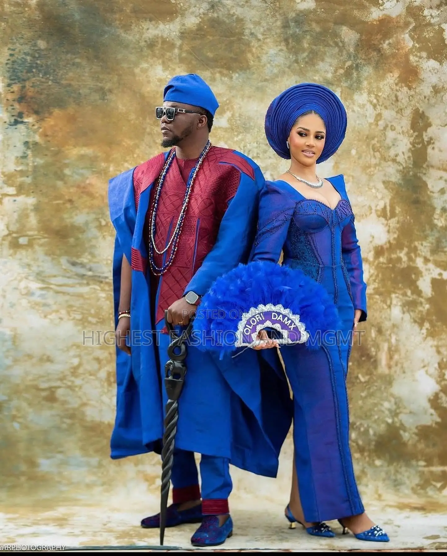 Deep Burgundy Agbada Ensemble Tailored Cobalt Structured Gown