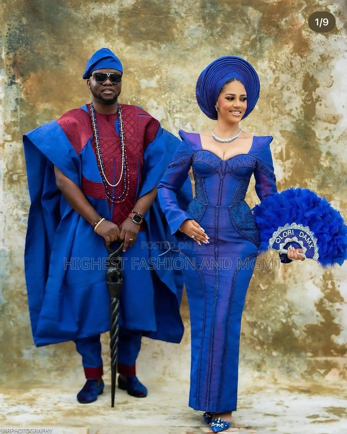 Deep Burgundy Agbada Ensemble Tailored Cobalt Structured Gown
