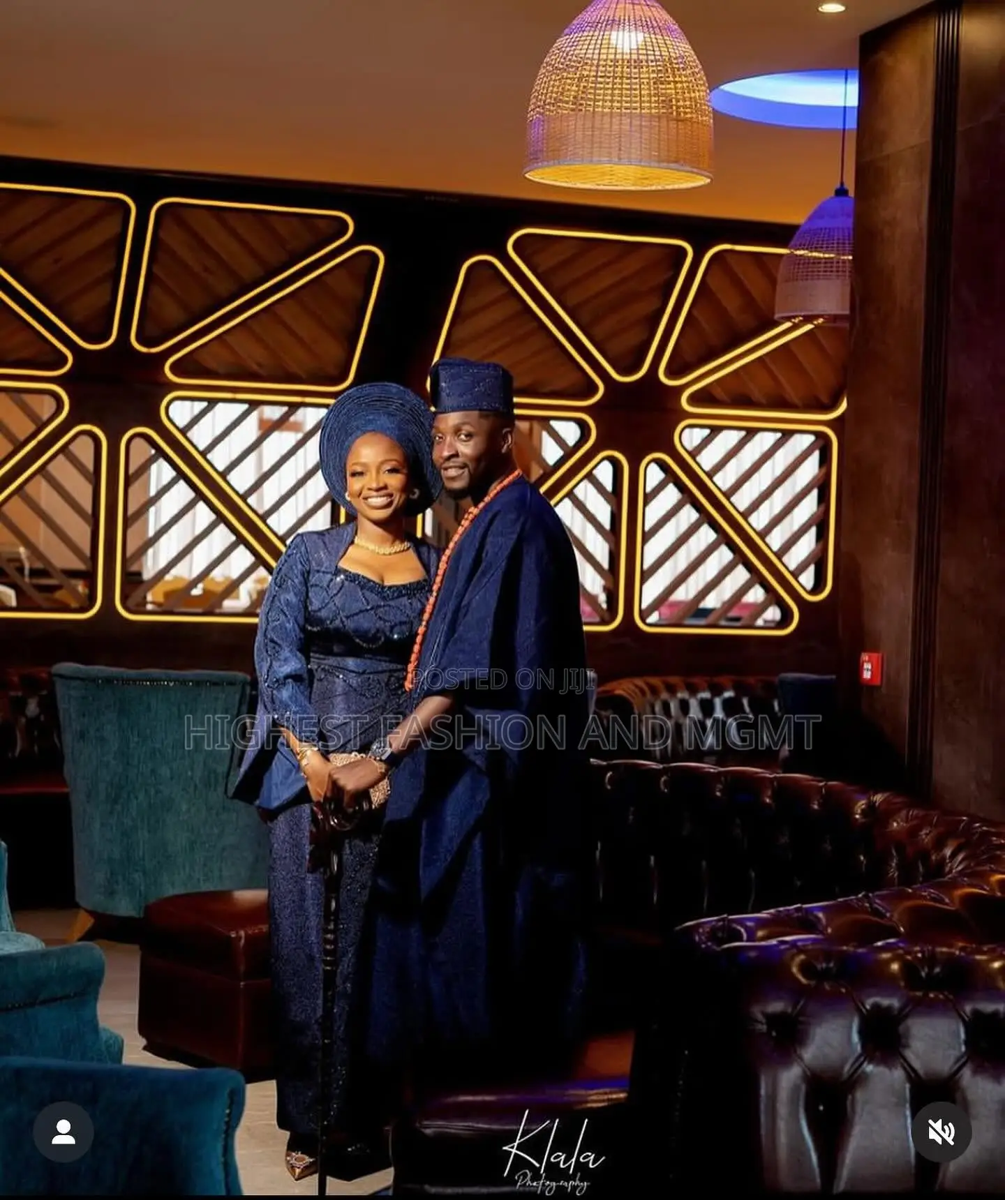 Structured Navy Lace Iro and Buba Tailored Midnight Navy Agbada
