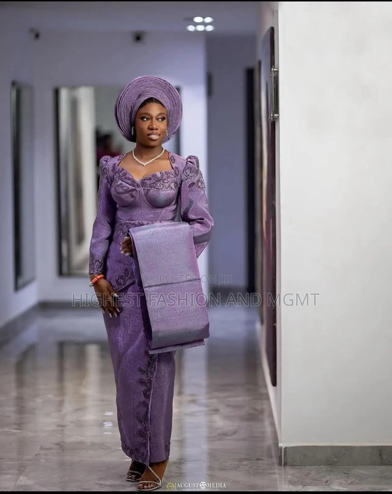 Violet Lace Gown Tailored Royal Violet Agbada